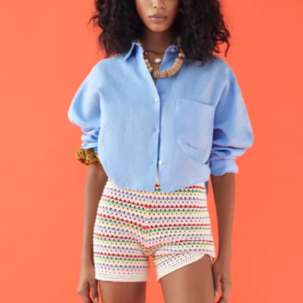Zara Linen Shirt With Pockets - Size S